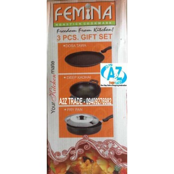 Femina 7 Pcs Non Stick Gift Set -ISI With Adjustable Stainless Steel Slicer- First Time In India